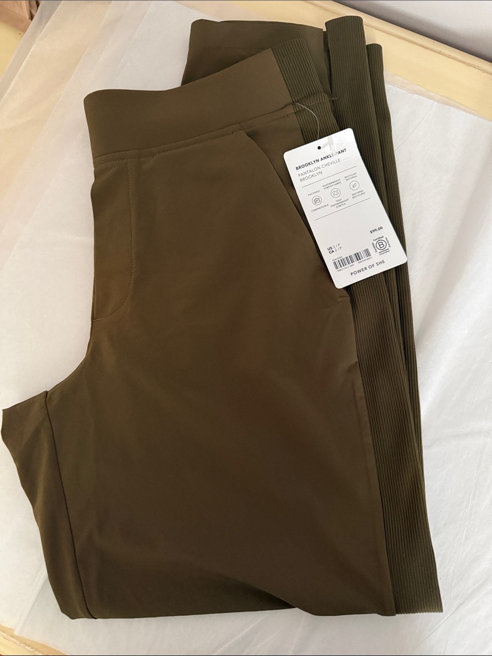 NWT Athleta Brooklyn Ankle Pant. Brownish green. Size 2/P. First picture is colo